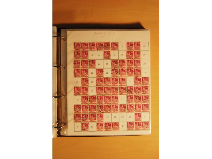 1948, Bauten Spezial-Posten mit angefangenen Plattierungen, Retuschen, Zähnungsvarianten etc., dazu Einsteckbuch mit postfris