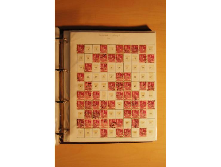 1948, Bauten Spezial-Posten mit angefangenen Plattierungen, Retuschen, Zähnungsvarianten etc., dazu Einsteckbuch mit postfris