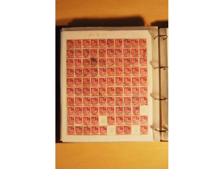 1948, Bauten Spezial-Posten mit angefangenen Plattierungen, Retuschen, Zähnungsvarianten etc., dazu Einsteckbuch mit postfris