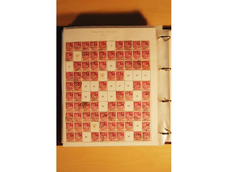 1948, Bauten Spezial-Posten mit angefangenen Plattierungen, Retuschen, Zähnungsvarianten etc., dazu Einsteckbuch mit postfris