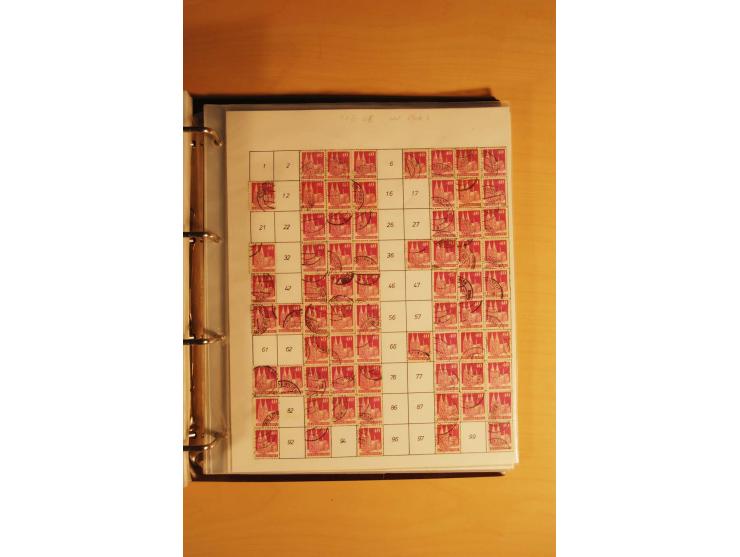 1948, Bauten Spezial-Posten mit angefangenen Plattierungen, Retuschen, Zähnungsvarianten etc., dazu Einsteckbuch mit postfris