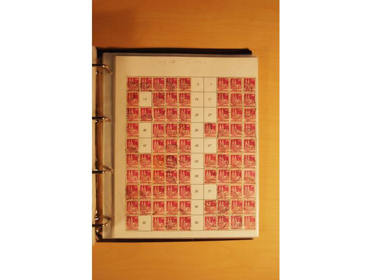 1948, Bauten Spezial-Posten mit angefangenen Plattierungen, Retuschen, Zähnungsvarianten etc., dazu Einsteckbuch mit postfris