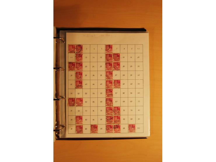 1948, Bauten Spezial-Posten mit angefangenen Plattierungen, Retuschen, Zähnungsvarianten etc., dazu Einsteckbuch mit postfris