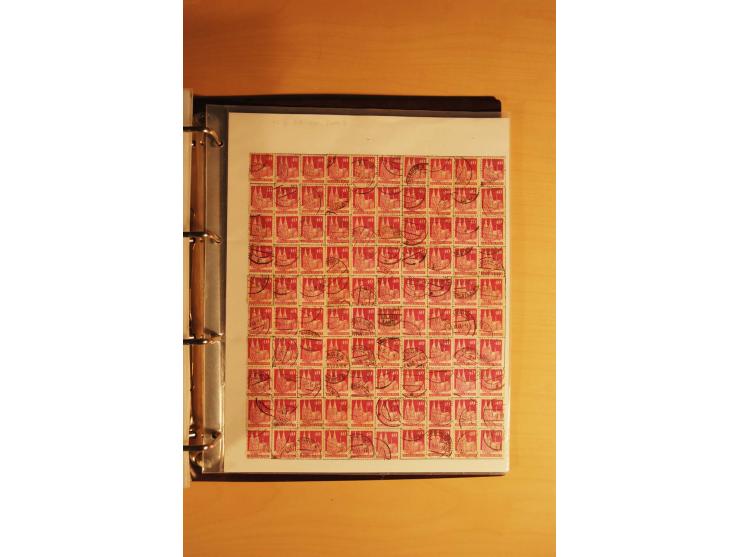 1948, Bauten Spezial-Posten mit angefangenen Plattierungen, Retuschen, Zähnungsvarianten etc., dazu Einsteckbuch mit postfris