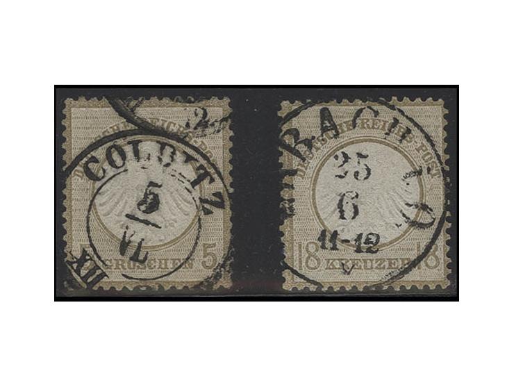 18 Kr. ockerbraun, farbfrisch in einwandfreier Erhaltung mit zentrisch sauber aufgesetztem Taxis-EKr. "ERBACH i. O. 25 6", Ka