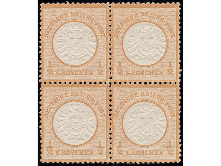 ½ Gr. orange, postfrischer 4er-Block, sehr gut geprägt und zentriert, Pracht