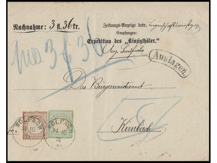 9 Kr. rötlichbraun und 1 Kr. gelblichgrün, beide bis auf leichte Tönung in einwandfreier Erhaltung mit jeweils sauber aufgese