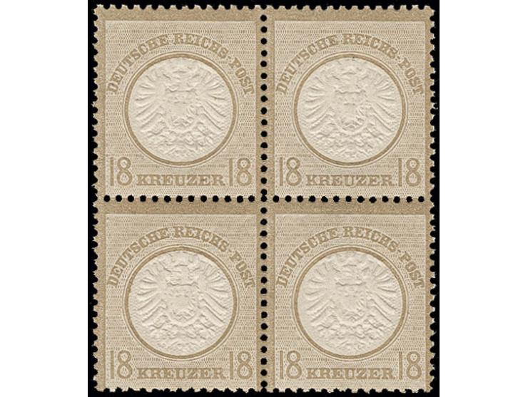 18 Kr. ockerbraun, postfrischer 4er-Block, sehr gut geprägt, Pracht