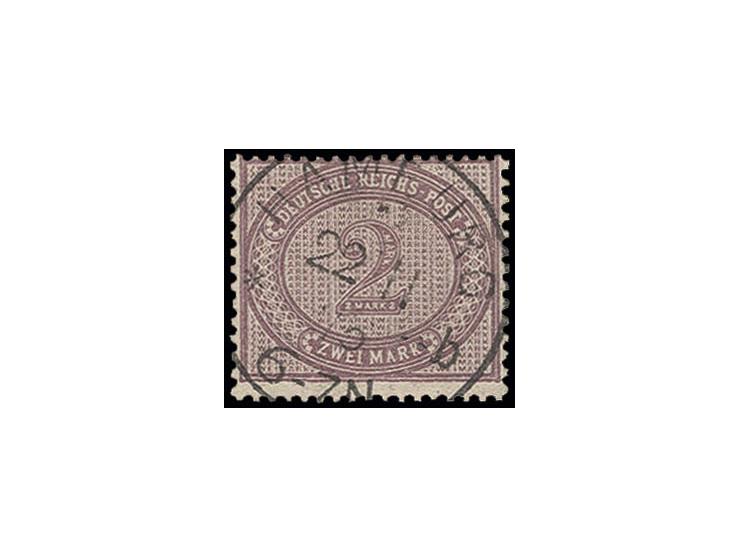 2 M. violettpurpur mit zentrischem Stempel "HAMBURG 22.11.75", Kabinett, Fotobefund Jäschke-L. BPP (Mi. 450,-)