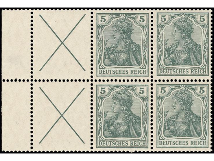 1910, Heftchenblatt Germania X+5 Pfg. mit Rand, ungebraucht mit Falzspur, Pracht (Mi. 1.500,-)
