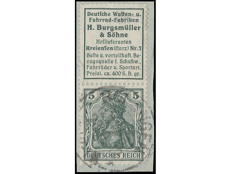 "Burgsmüller"+5 Pfg., sauber gestempelt auf Briefstück, Pracht (Mi. 1.000,-)