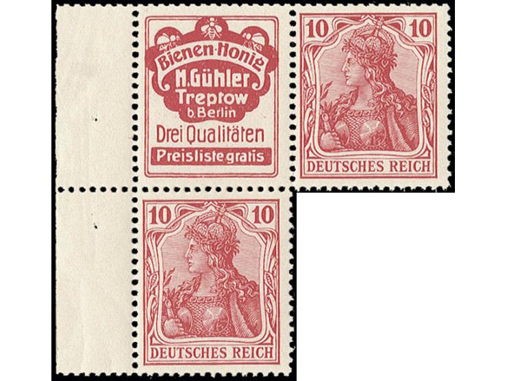 "Bienen-Honig Gühler"+10 Pfg. mit weiterer 10 Pfg. und linkem Rand, postfrisch mit Falzspur im Rand, Kabinett (Mi. 1.300,-)