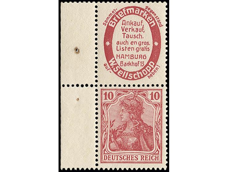 "Briefmarken Sellschopp"+10 Pfg., postfrisches linkes Randstück, Kabinett (Mi. 1.300,-)