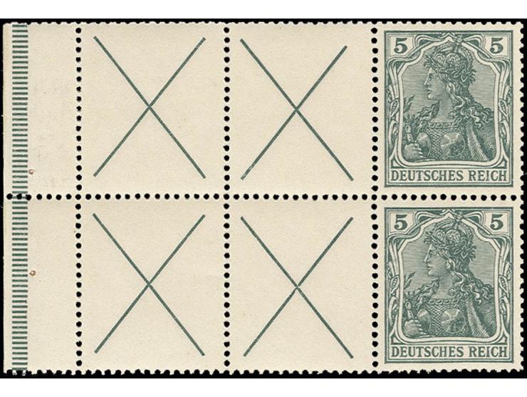 1912, Heftchenblatt X+X+5 Pfg. mit durchgehender Strichleiste, postfrich, Pracht (Mi. 3.500,-)