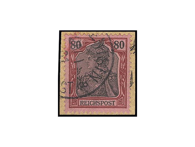  80 Pfg. mit sauberem Stempel auf Paketekartenausschnitt, Pracht, sign. Steuer BPP