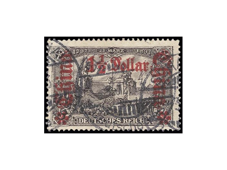 1½ $ schwarzbraunviolett mit Stempel "SCHANGHAI 3.12.13", bis auf 2 stumpfe Zähne in tadelloser Erhaltung, Fotoattest R. Steu