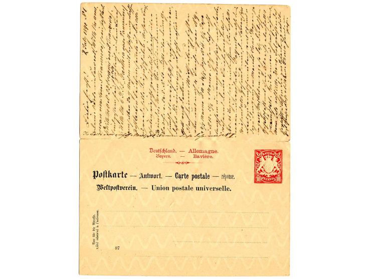INCOMING MAIL: 1890, Bayern Doppel-Ganzsachenkarte 10 Pfg. mit viel Text von "REICHENHALL 2.7." an einen Leutnant zur See auf