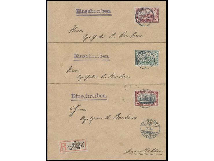 XXX LOS ENTFÄLLT XXX 3 R. mit Rahmenzeichnung in Type III und Mittelstück in Type I, dazu 1 und 2 R., je als Einzelfrankatur 