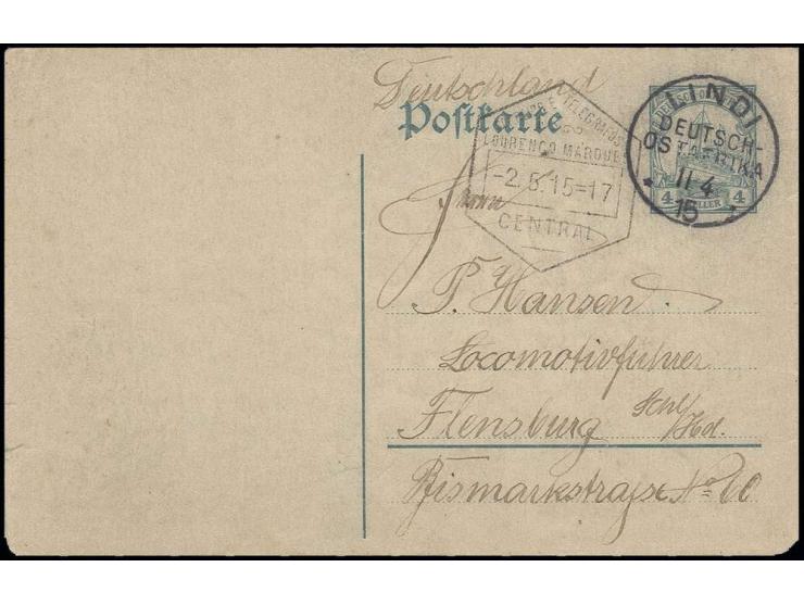 "Zensur passiert", violetter L1 rückseitig auf bedarfsgebrauchter Ganzsachenkarte 4 H. mit viel Text von einem Angehörigen de