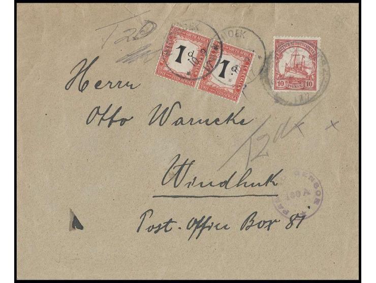 DIVERSES: 1917, 10 Pfg. mit Stempel "BERGLANDS 9.9." (geänderter alter dt. Stempel) auf Brief mit rückseitigem deutschen Abse