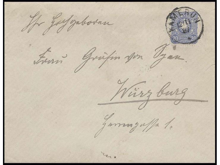 Vorläufer: 20 Pfg. dunkelultramarin mit zentrischem EKr. "KAMERUN 20/11 87" auf Brief nach Würzburg, sign. Dr. Steuer BPP
