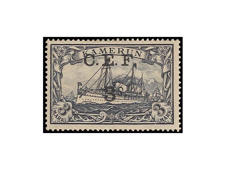 BRITISCHE BESETZUNG: 1915, 3 s. auf 3 M. violettschwarz, mit Aufdruckfehler "kopfstehendes s.", sauber ungebraucht, Kabinett,
