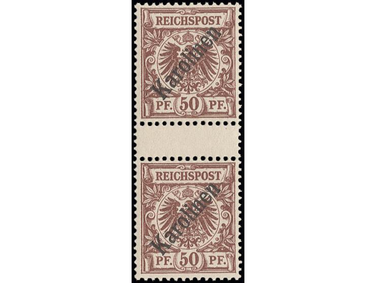 50 Pfg. im senkrechten Zwischensteg-Paar, postfrisch, Luxus, Fotoattest Dr. Lantelme BPP (Mi. 6.000,-)