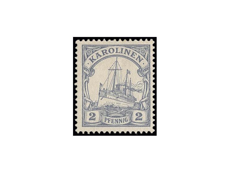 1900, ohne Wasserzeichen: Probedruck 2 Pfg. graublau, ungebraucht, rückseitig winzige helle Stelle und oben 1 Zahn mit Stockp