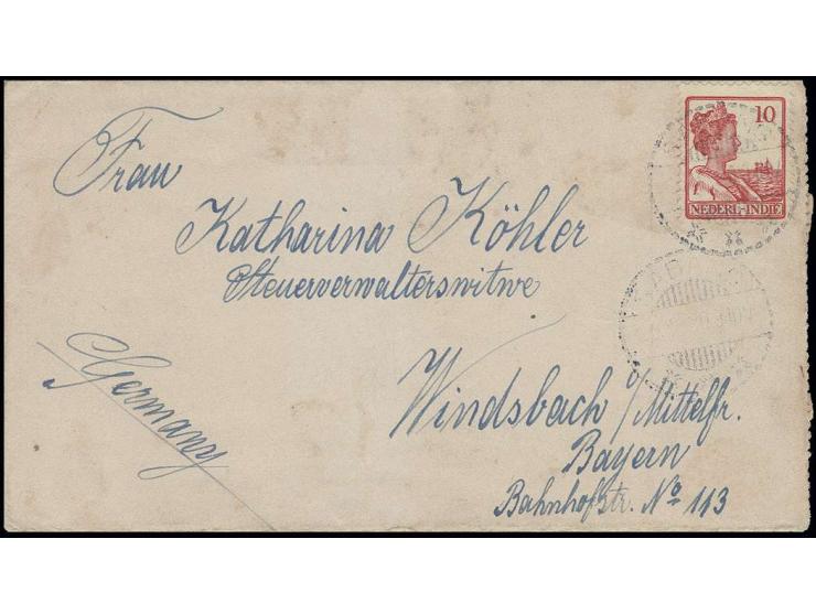 1920, Heimfahrt mit der Hofuku Maru, Brief von "SEBANG 15.1." mit Freimarke 10 C. und kpl. Absender sowie Briefinhalt nach De