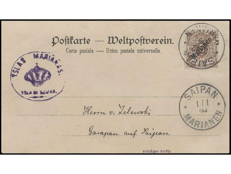 3 Pfg. mit klarem Stempel "SAIPAN 31/12 99" auf unten minimal verkürzter Ortskarte, Kabinett, Fotoattest Steuer BPP