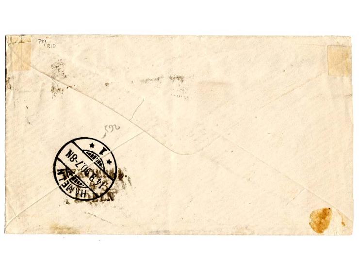 1890, "Aus West-Afrika mit Hamburger Dampfer", Ra3 auf Krone/Adler 20 Pfg. blau auf Briefumschlag mit handschriftlichem Aufga