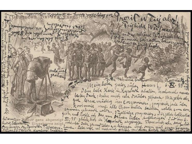 1898, deutsche Tiefsee-Expedition, Sonderkarte, geschrieben vom Expeditionsteilnehmer Konservator Rudolf Schmitt aus Kapstadt