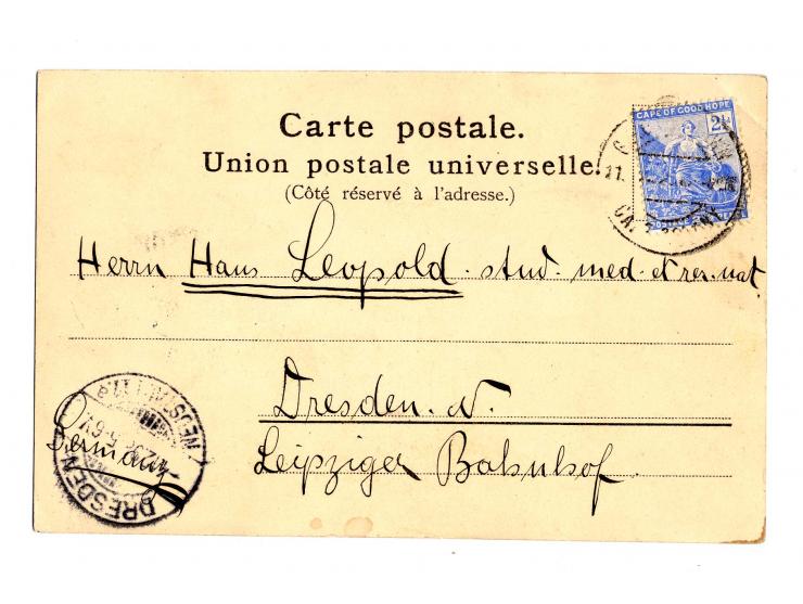 1898, deutsche Tiefsee-Expedition, Sonderkarte, geschrieben vom Expeditionsteilnehmer Konservator Rudolf Schmitt aus Kapstadt