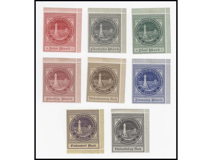 II. Ausgabe: 5-100 M. kpl. je aus der Bogenecke, sauber ungebraucht, Kabinett, sign. Senf