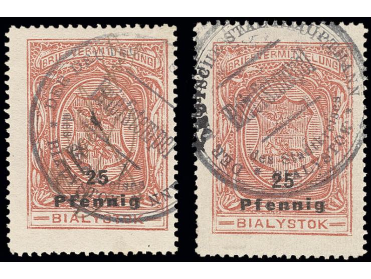 1916, 25 Pfg., ohne bzw. mit Namenzug, sauber gestempelt, Pracht, sign. bzw. Fotoattest Mikulski