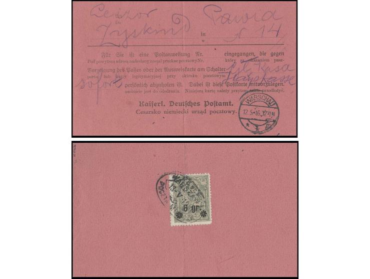 6 auf 5 Gr. mit Stempel der Stadpost vom 13.5.16 als Zustellgebühr rückseitig auf Vordruck-Postkarte vom Kaiserl. Deutschen P
