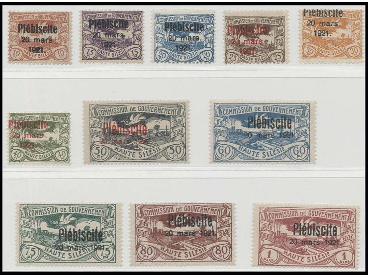1921, "Plebiscite" 10 Pfg.-1 M. kpl. postfrisch, 25 und 30 Pfg. herstellungsbedingte gummifreie Stellen, sonst tadellos, ohne