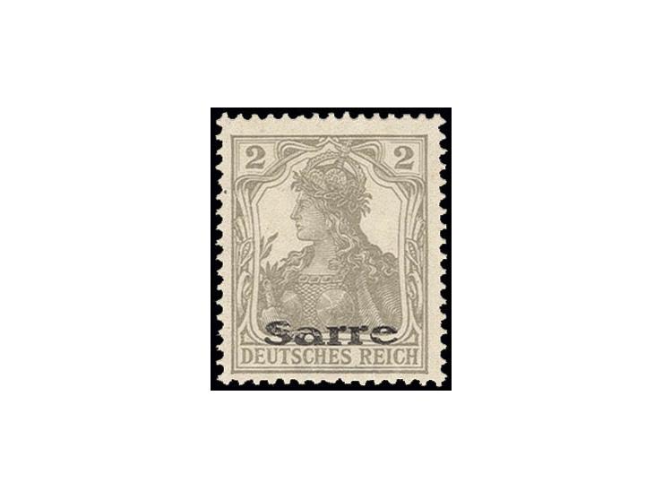 1920, "Sarre" auf Germania: Probedruck 2 Pfg. gelbgrau mit einzeiligem Aufdruck "Sarre", postfrisch, Kabinett, sign. Burger B