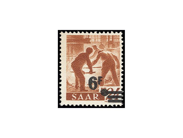 6 Fr. auf 24 Pfg., doppelter Aufdruck, postfrisch, mehrfach sign. und Fotoattest Hoffmann BPP (Mi. 600,-)