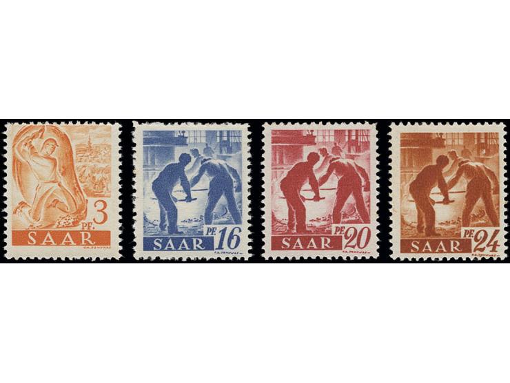 Neuauflage ohne Aufdruck: 3, 16, 20 und 24 Pfg. mit Druck auf der Gummiseite, postfrisch, Pracht