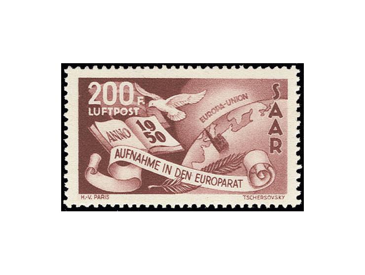 200 Fr. mit Plattenfehler "weißer Punkt hinter F", postfrisch