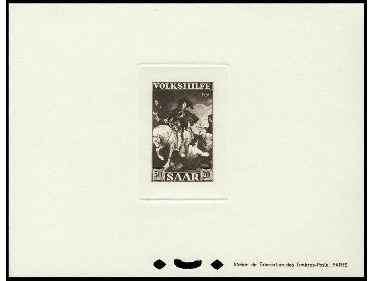 1951, Volkshilfe 12-50 Fr. kpl. als Ministerblocks auf Kartonpapier, ohne Gummi wie verausgabt
