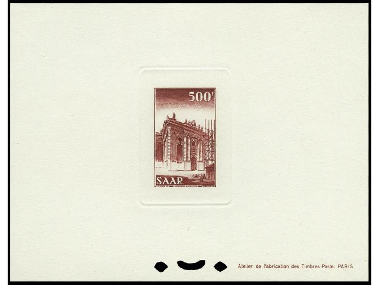 1952, Freimarken 1-500 Fr., 12 verschiedene Werte als Ministerblocks auf Kartonpapier, ohne Gummi wie verausgabt (Mi.-Nr. 323