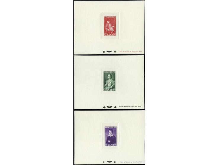 1954, Volkshilfe 5-15 Fr. kpl. als Ministerblocks auf Kartonpapier, ohne Gummi wie verausgabt