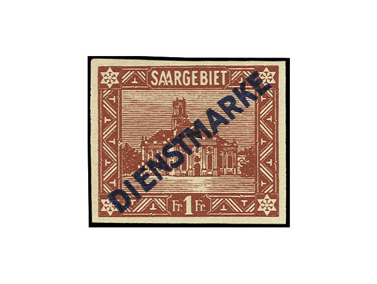 1 Fr. mit Aufdruck in Type I, ungezähnt, postfrisch mit geringen Farbanhaftungen, selten (Mi. 1.800,-)