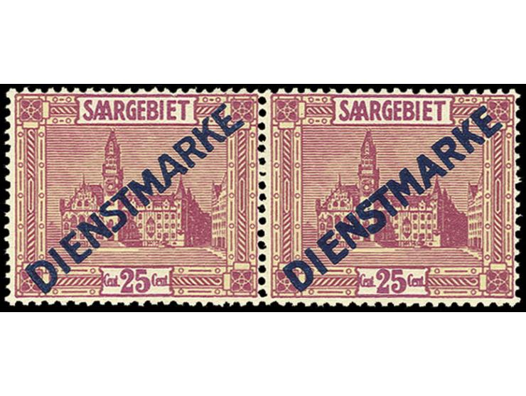 1923, 25 C. im waagerechten Typenpaar der Typen II und I, postfrisch, Pracht, Fotoattest Chr. Ney (Mi. 800,-)