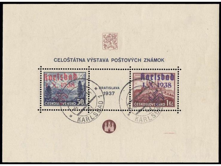  Preßburg-Block mit Stempel "Reichenberg 4.X.38", mit vollem, unfrischem Originalgummi, einwandfrei, Fotoattest Brunel BPP