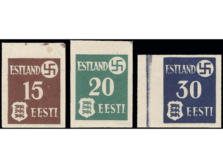 Landespost: 1941, 15-30 K. ungezähnt auf y-Papier, kpl., postfrisch, Kabinett, sign. Krischke
