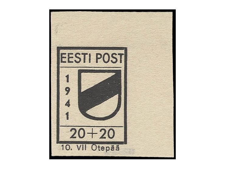  20 K. aus der rechten oberen Bogenecke ohne Blaudruck, postfrisch, Kabinett, doppelt sign. Krischke BPP mit Fotoattest