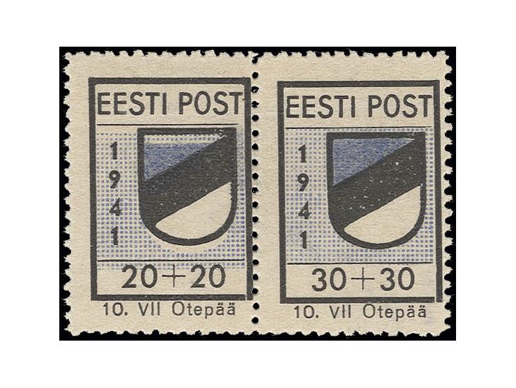 20 K. und 30 K. im waagerechten Paar, die 20 K. aus der 2. Druckperiode, die 30 K.  in Type II aus der 3. Druckperiode, postf